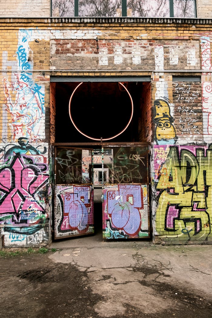 Colorful urban art on a graffiti-covered wall in Berlin, Germany, showcasing vibrant creativity.